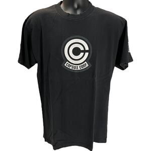 Vintage Dragon Ball Z Capsule Corp T-Shirt Large - Black - Rare DBZ Anime Shirt